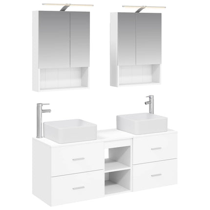 Badrumsmöbelset 5 pcs Vit Konstruerat trä och glas