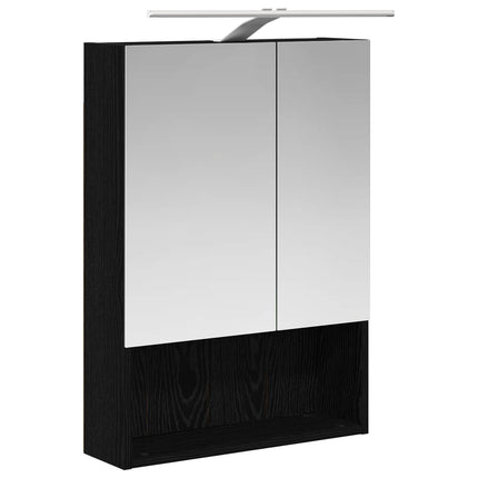 Badrumsmöbelset 5 pcs Svart ek Konstruerat trä och glas