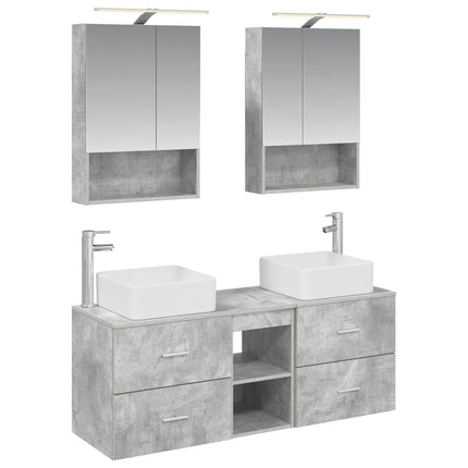 Badrumsmöbelset 5 pcs Betonggrå Konstruerat trä och glas