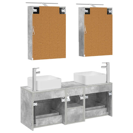 Badrumsmöbelset 5 pcs Betonggrå Konstruerat trä och glas