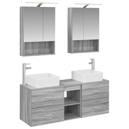 Badrumsmöbelset 5 pcs Grå Sonoma Konstruerat trä och glas
