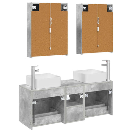 Badrumsmöbelset 5 pcs Betonggrå Konstruerat trä och glas