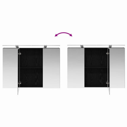 Badrumsmöbelset 4 pcs Svart ek Konstruerat trä och glas