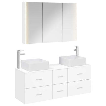 Badrumsmöbelset 4 pcs Vit Konstruerat trä och glas