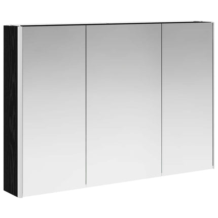 Badrumsmöbelset 4 pcs Svart ek Konstruerat trä och glas