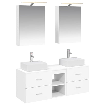 Badrumsmöbelset 5 pcs Vit Konstruerat trä och glas