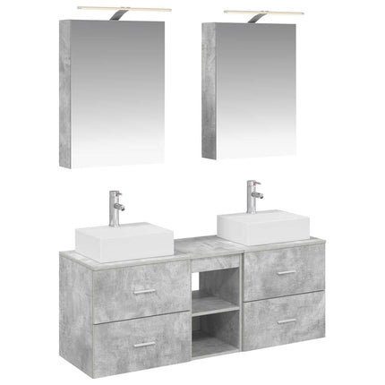 Badrumsmöbelset 5 pcs Betonggrå Konstruerat trä och glas