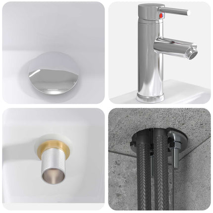 Badrumsmöbelset 5 pcs Betonggrå Konstruerat trä och glas