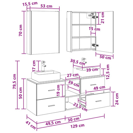 Badrumsmöbelset 5 pcs Artisan-ek Konstruerat trä och glas