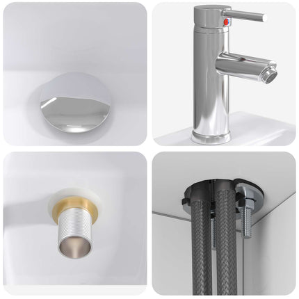 Badrumsmöbelset 4 pcs Vit Konstruerat trä och glas