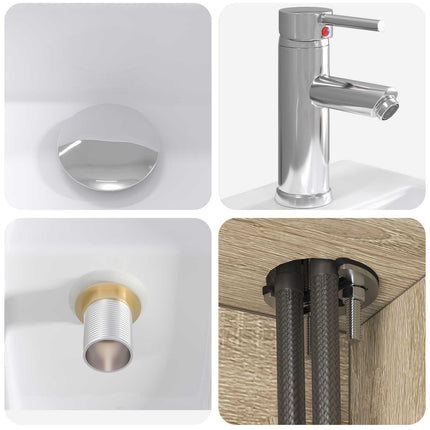 Badrumsmöbelset 4 pcs Sonoma-ek Konstruerat trä och glas