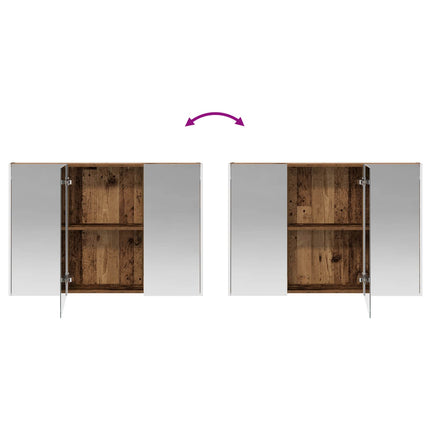 Badrumsmöbelset 4 pcs Gammalt trä Konstruerat trä och glas