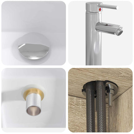 Badrumsmöbelset 5 pcs Sonoma-ek Konstruerat trä och glas