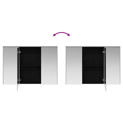 Badrumsmöbelset 4 pcs Svart ek Konstruerat trä och glas