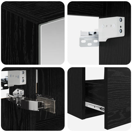 Badrumsmöbelset 5 pcs Svart ek Konstruerat trä och glas