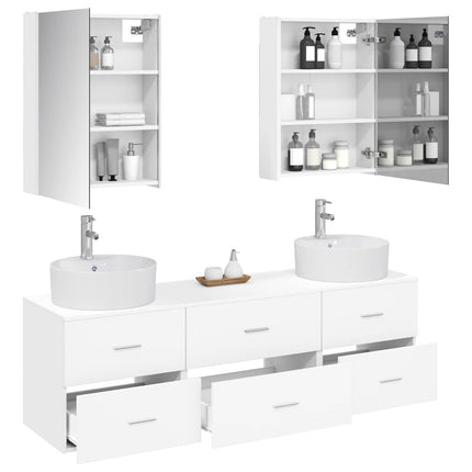 Badrumsmöbelset 5 pcs Vit Konstruerat trä och glas