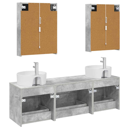 Badrumsmöbelset 5 pcs Betonggrå Konstruerat trä och glas