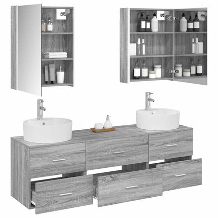 Badrumsmöbelset 5 pcs Grå Sonoma Konstruerat trä och glas