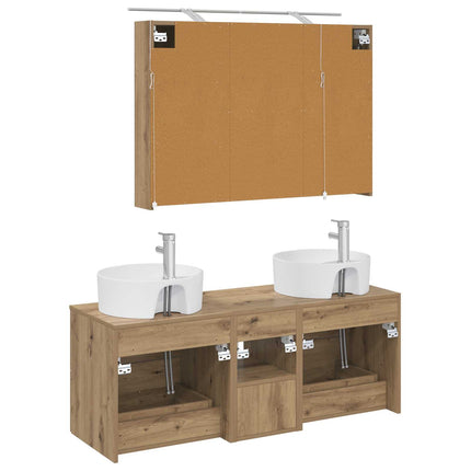 Badrumsmöbelset 4 pcs Artisan-ek Konstruerat trä och glas