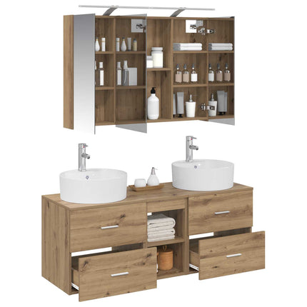 Badrumsmöbelset 4 pcs Artisan-ek Konstruerat trä och glas