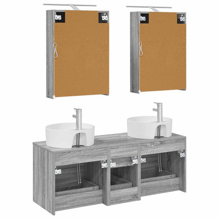 Badrumsmöbelset 5 pcs Grå Sonoma Konstruerat trä och glas