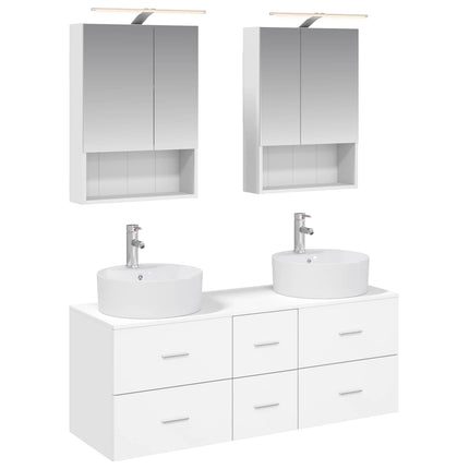Badrumsmöbelset 5 pcs Vit Konstruerat trä och glas