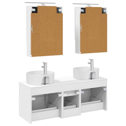 Badrumsmöbelset 5 pcs Vit Konstruerat trä och glas
