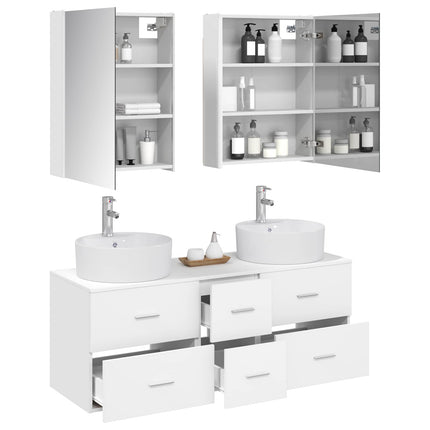 Badrumsmöbelset 5 pcs Vit Konstruerat trä och glas