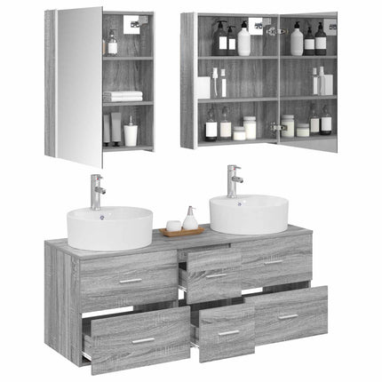 Badrumsmöbelset 5 pcs Grå Sonoma Konstruerat trä och glas