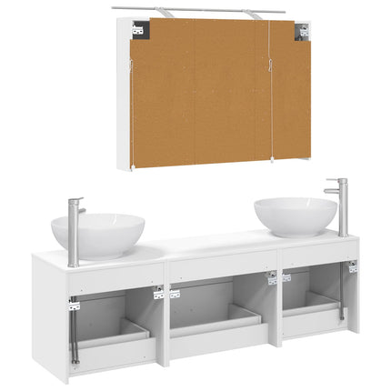 Badrumsmöbelset 4 pcs Vit Konstruerat trä och glas