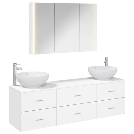 Badrumsmöbelset 4 pcs Vit Konstruerat trä och glas