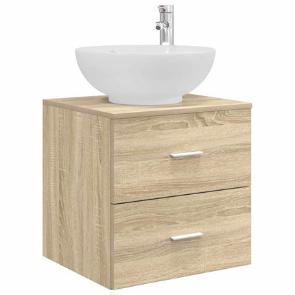 Badrumsmöbelset 4 pcs Sonoma-ek Konstruerat trä och glas