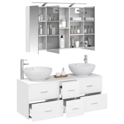 Badrumsmöbelset 4 pcs Vit Konstruerat trä och glas