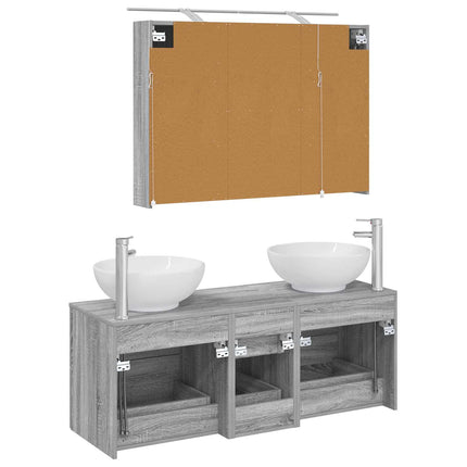 Badrumsmöbelset 4 pcs Grå Sonoma Konstruerat trä och glas