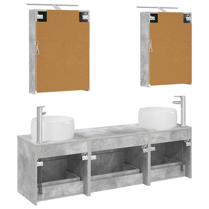 Badrumsmöbelset 5 pcs Betonggrå Konstruerat trä och glas