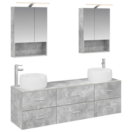 Badrumsmöbelset 5 pcs Betonggrå Konstruerat trä och glas