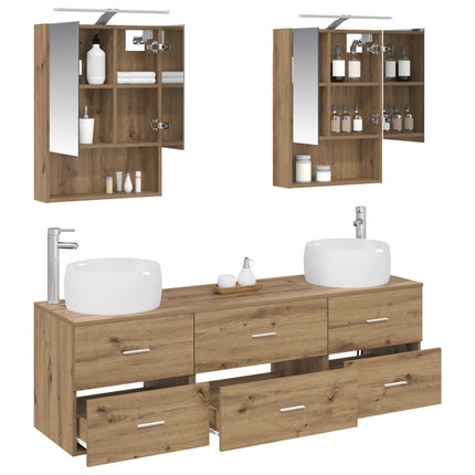 Badrumsmöbelset 5 pcs Artisan-ek Konstruerat trä och glas