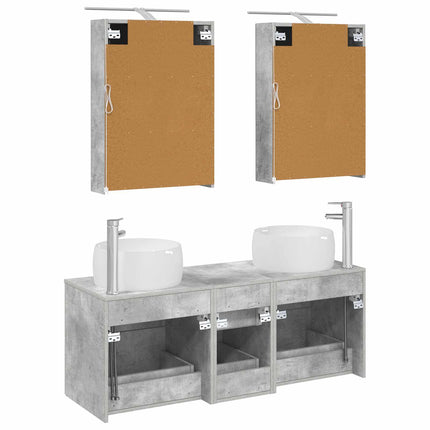 Badrumsmöbelset 5 pcs Betonggrå Konstruerat trä och glas