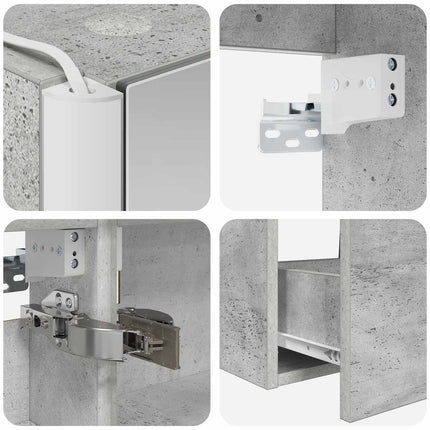 Badrumsmöbelset 5 pcs Betonggrå Konstruerat trä och glas