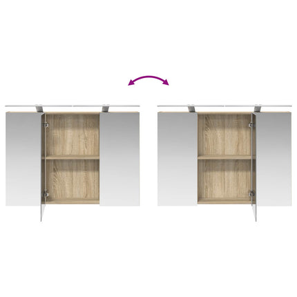 Badrumsmöbelset 4 pcs Sonoma-ek Konstruerat trä och glas