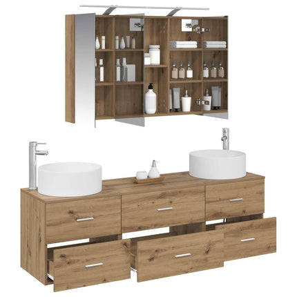 Badrumsmöbelset 4 pcs Artisan-ek Konstruerat trä och glas