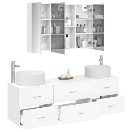 Badrumsmöbelset 4 pcs Vit Konstruerat trä och glas