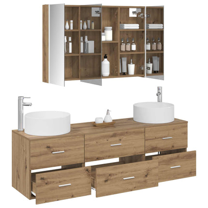 Badrumsmöbelset 4 pcs Artisan-ek Konstruerat trä och glas