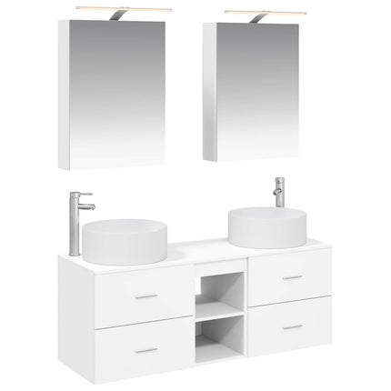 Badrumsmöbelset 5 pcs Vit Konstruerat trä och glas
