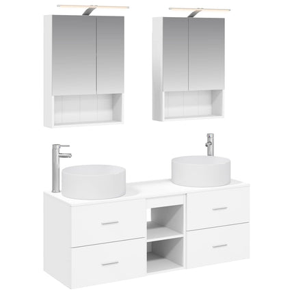 Badrumsmöbelset 5 pcs Vit Konstruerat trä och glas