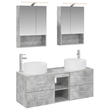 Badrumsmöbelset 5 pcs Betonggrå Konstruerat trä och glas