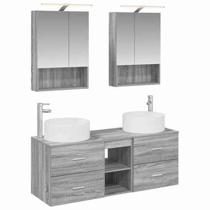 Badrumsmöbelset 5 pcs Grå Sonoma Konstruerat trä och glas