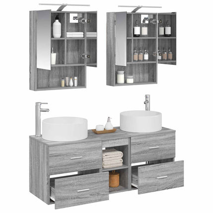 Badrumsmöbelset 5 pcs Grå Sonoma Konstruerat trä och glas