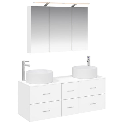 Badrumsmöbelset 4 pcs Vit Konstruerat trä och glas