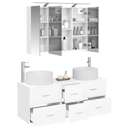 Badrumsmöbelset 4 pcs Vit Konstruerat trä och glas